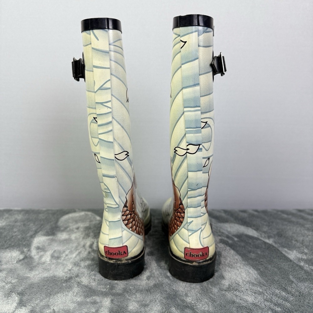 Chooka  Vintage Rain Galoshes Duck Boots KOI FISH POND Fun & Festive Boots Sz‎ 6 - Picture 6 of 10